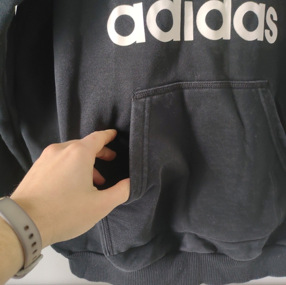 Adidas black oversized hooded sweater with large front logo - S - Picture 8 of 12